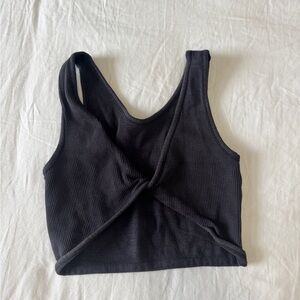 By Together navy blue Ribbed Twist Crop Top